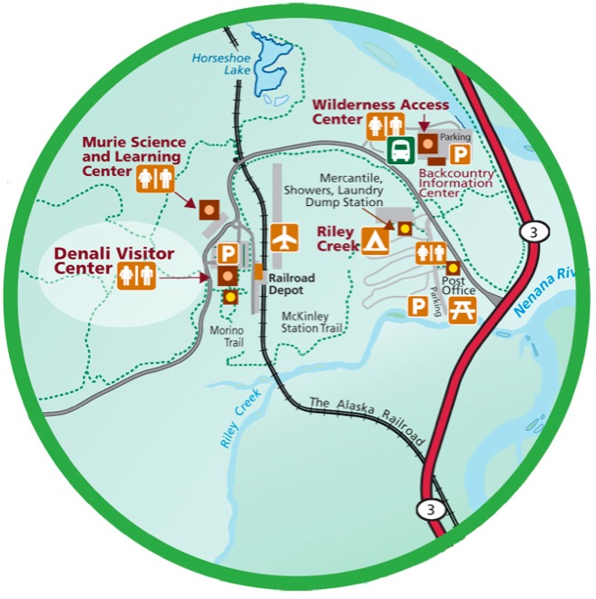 Denali Park entrance map